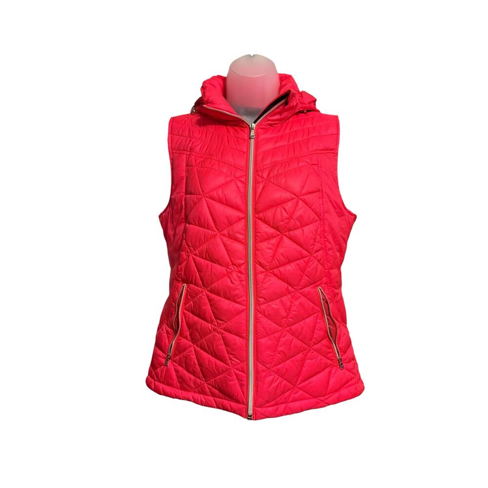 Tek Gear Hot Pink Puffer Vest Removable Hood - Woman's Size M